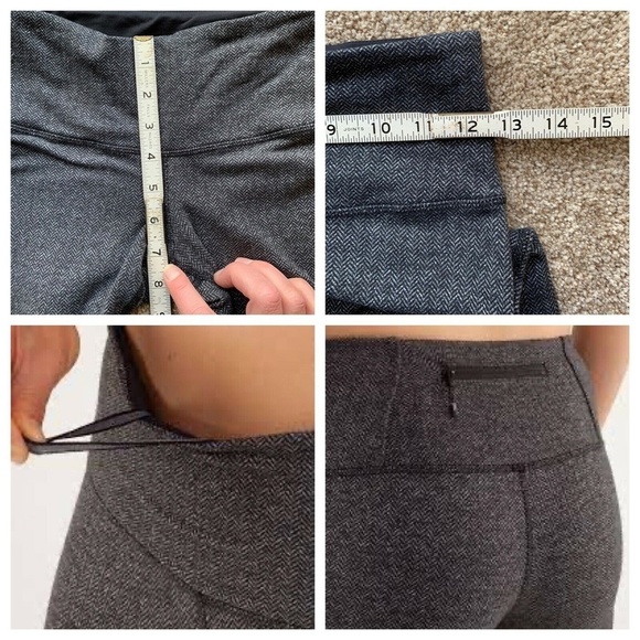 Lululemon 4 Runder Under Rulu Pant Herringbone Black Grey Tight Legging Speed - Picture 2 of 13